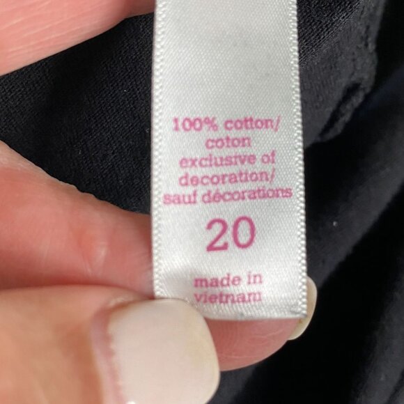 Justice Womens Black Long Sleeve Round Neck Cotton T-Shirt Size 20 Goth Academia - Picture 5 of 10